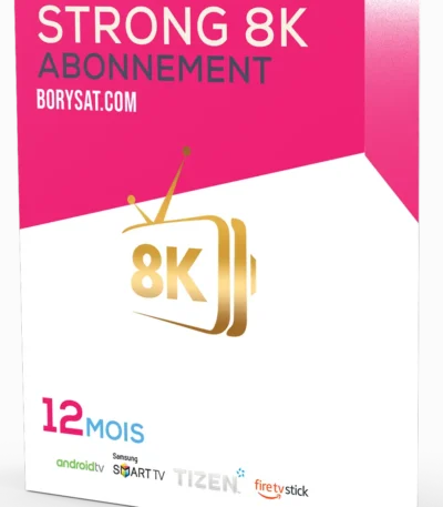 Abonnement IPTV Strong 8K pour chaînes en direct et VOD.